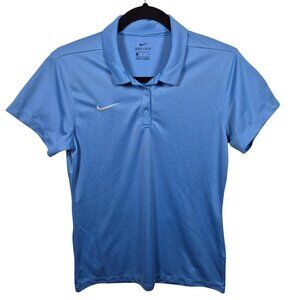 Nike Top Womens S Blue Polo Dri Fit Short Sleeve Athletic Golf Tenniscore Summer